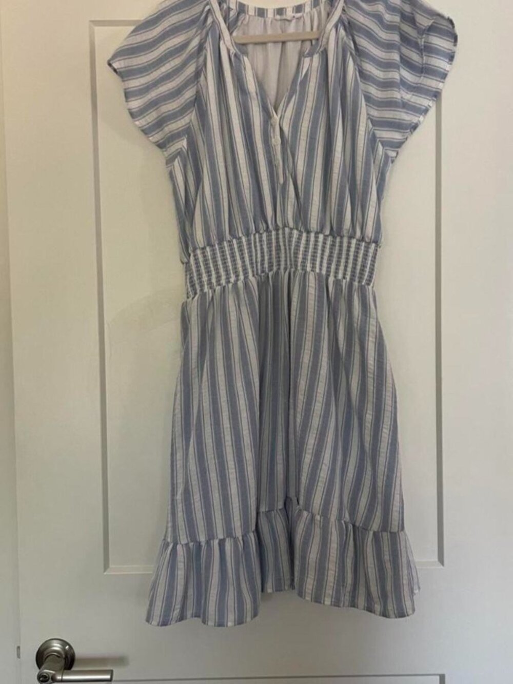Blue and White Striped Dress